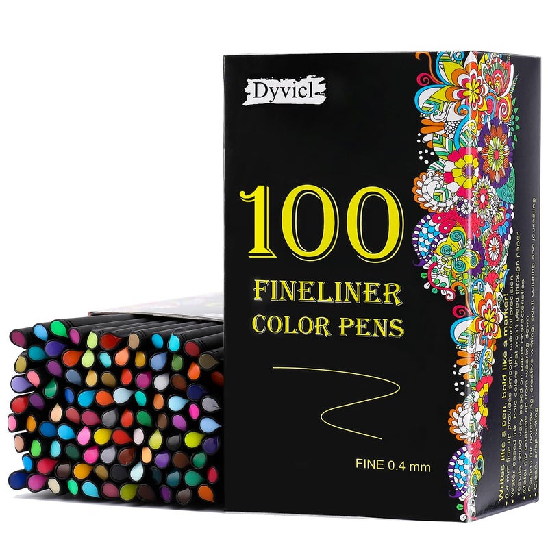 Dyvicl Fineliner Pens Fine Point Pens  100 Colors 0.4mm Fineliner Color Pen Set Fine Point Markers Fine Tip Drawing Pens for Journaling Writing Note Taking Calendar Adult Coloring - Image 1